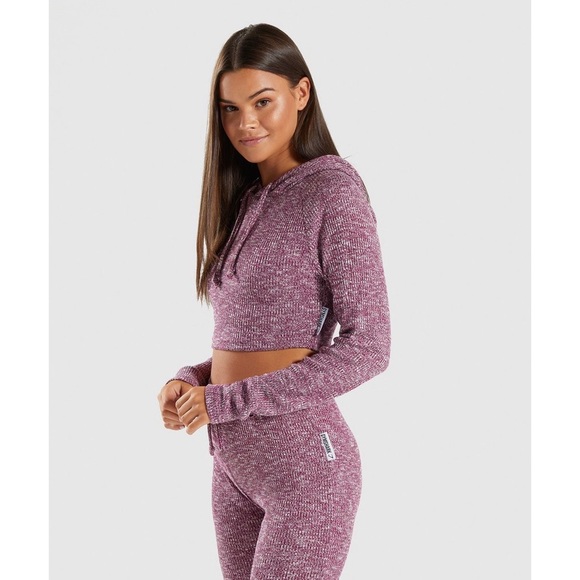 Gymshark Jackets & Blazers - Gymshark Slounge Cropped Hoodie Purple/Pink
